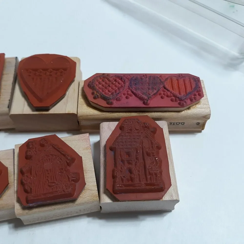 Stampin Up Lot of 9 Rubber Stamp Set 1996 1997 Birdhouse Heart Flag Patriotic